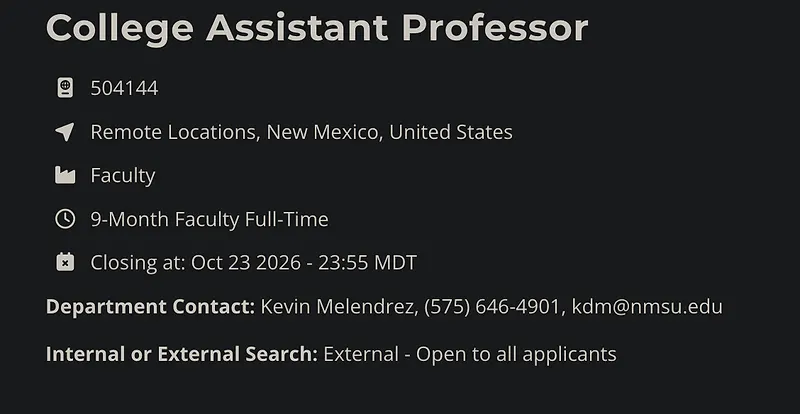 Faculty Opportunity: College Assistant Professor – Accounting – New Mexico State University
