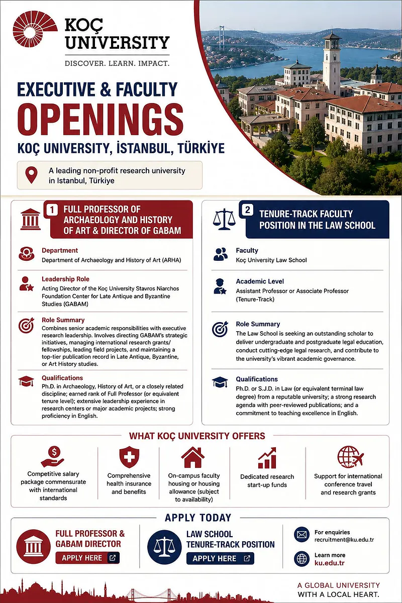 Executive & Faculty Openings: Koç University, Istanbul, Türkiye