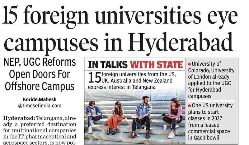 15 Foreign Universities Eye Hyderabad for New Campuses