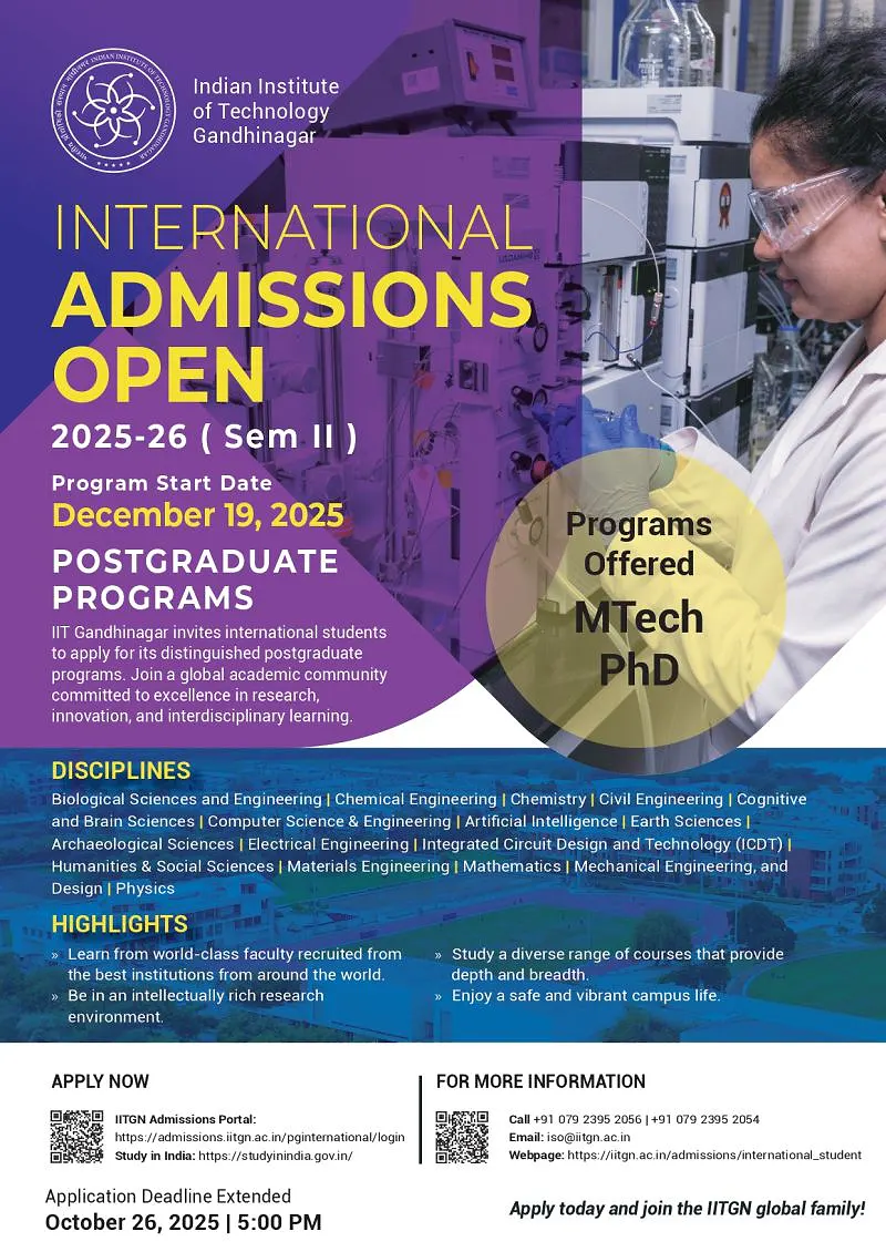 IIT Gandhinagar International Admissions 2025–26 — Deadline Extended