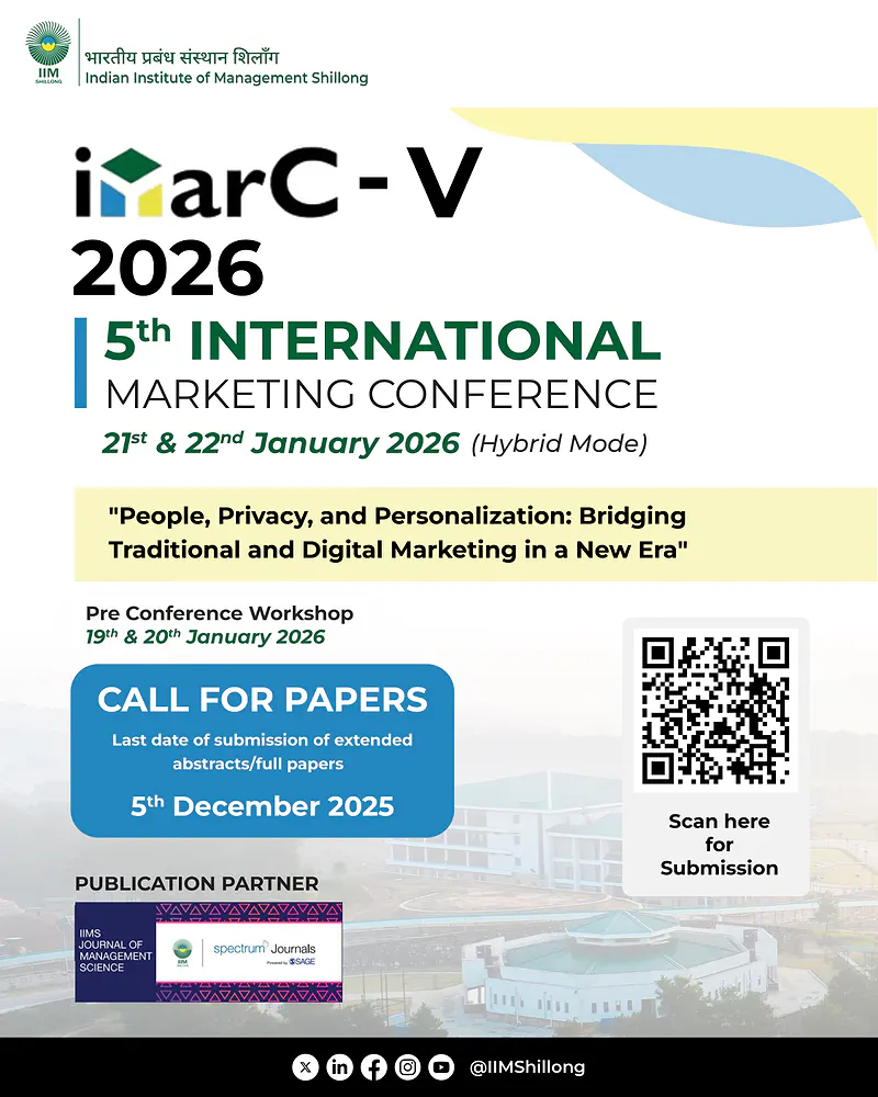 5th International Marketing Conference (iMarC-V 2026), January 21–22, 2026 | IIM Shillong