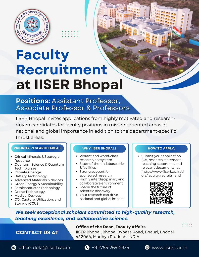 Faculty Recruitment at IISER Bhopal