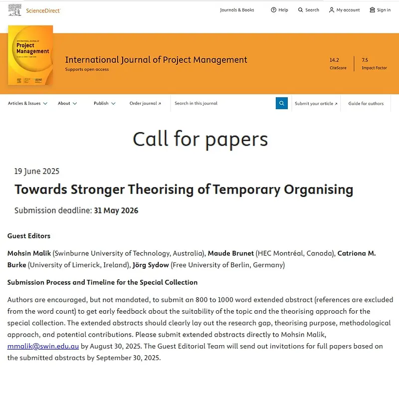  “Towards Stronger Theorising of Temporary Organising”