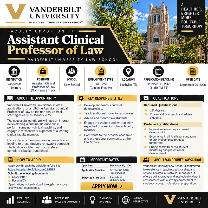 Assistant Clinical Professor of Law – Vanderbilt University