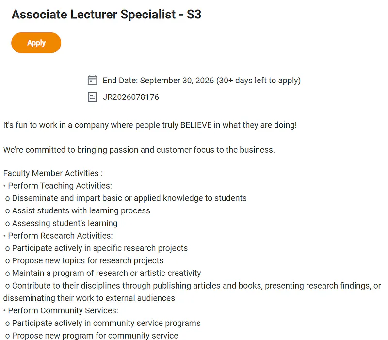 BINUS University Faculty Recruitment 2026: Lecturer and Associate Lecturer Specialist Positions