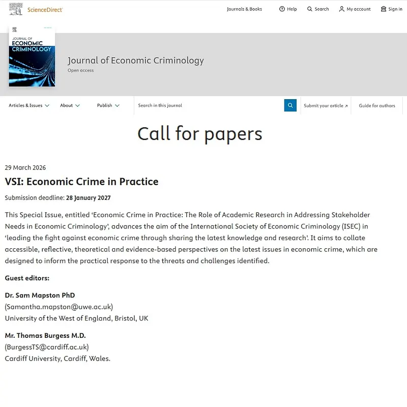 "Economic Crime in Practice: The Role of Academic Research in Addressing Stakeholder Needs in Economic Criminology"