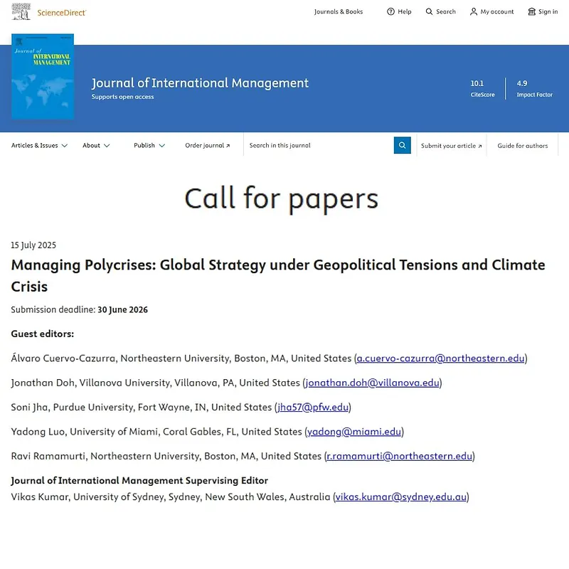 “Managing Polycrises: Global Strategy under Geopolitical Tensions and Climate Crisis”