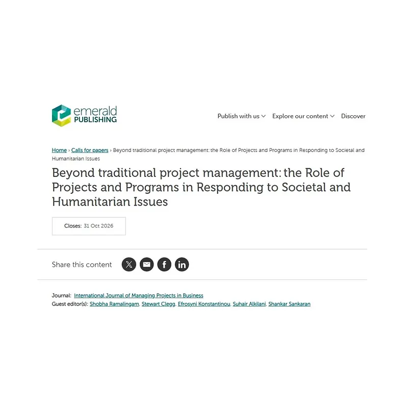 Beyond Traditional Project Management: The Role of Projects and Programs in Responding to Societal and Humanitarian Issues