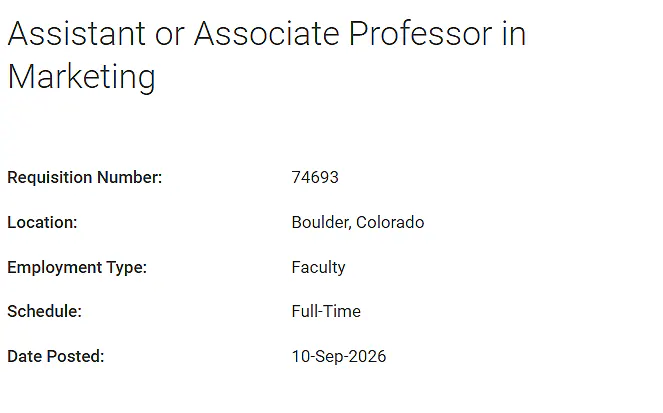 Assistant or Associate Professor in Marketing – University of Colorado Boulder