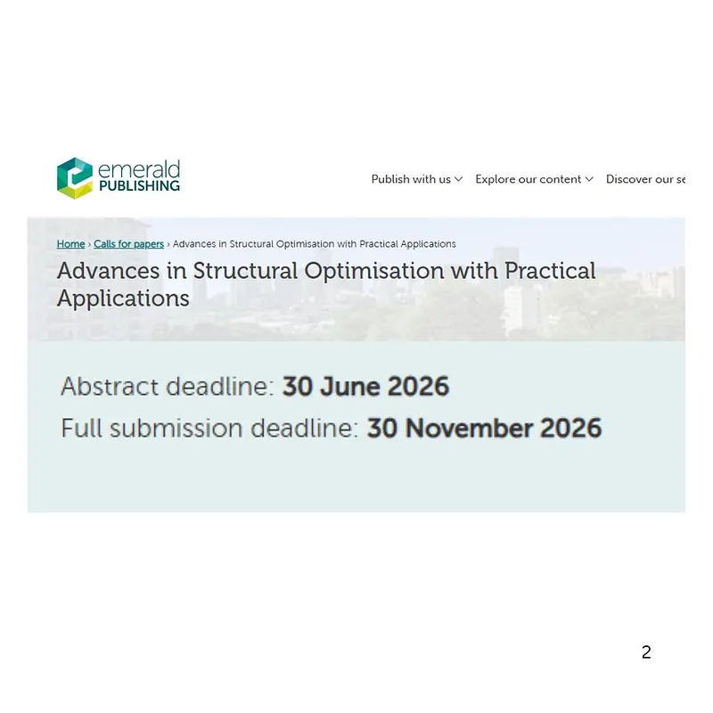 Advances in Structural Optimisation with Practical Applications – Call for Papers