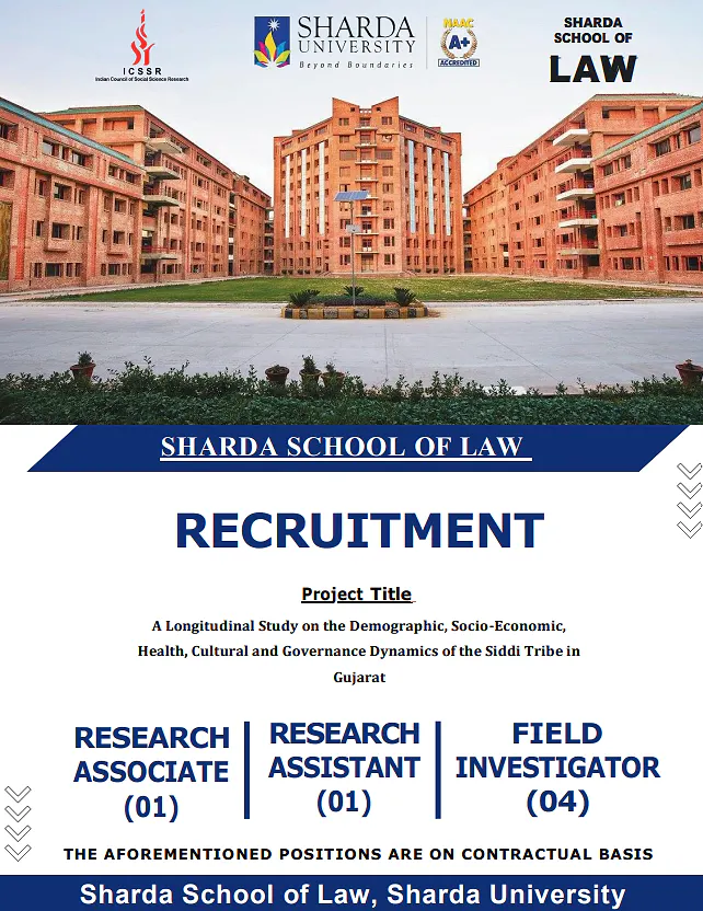 Sharda University Recruitment 2026: Apply for Research Associate, Research Assistant & Field Investigator Positions