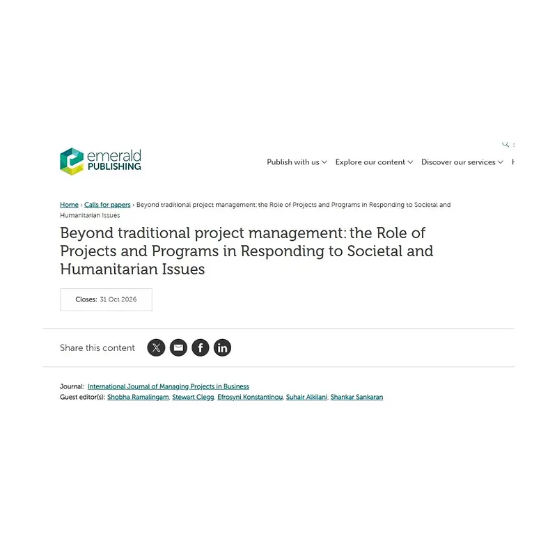 Beyond Traditional Project Management: The Role of Projects and Programs in Responding to Societal and Humanitarian Issues