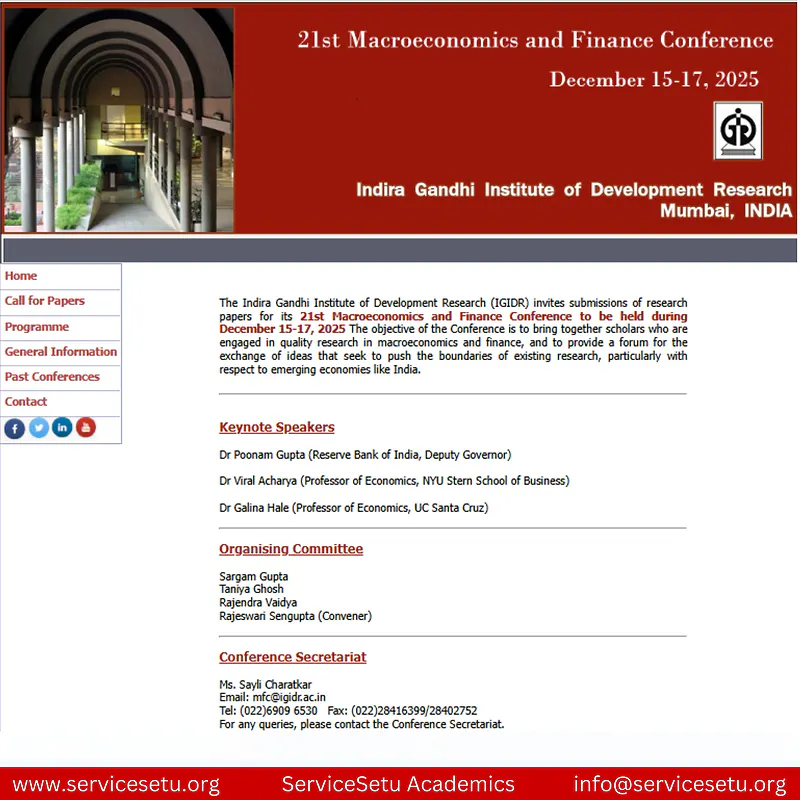 21st Macroeconomics and Finance Conference (MFC 2025) | Indira Gandhi Institute of Development Research (IGIDR)