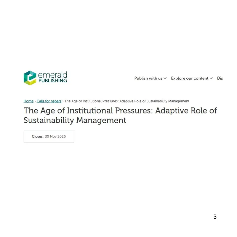 The Age of Institutional Pressures: Adaptive Role of Sustainability Management