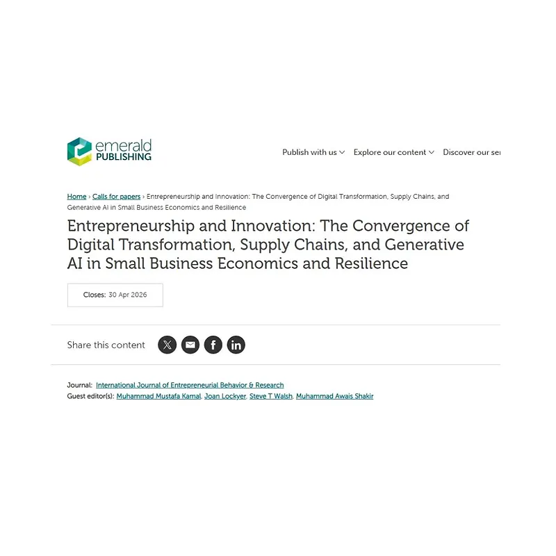 “Entrepreneurship and Innovation: The Convergence of Digital Transformation, Supply Chains, and Generative AI in Small Business Economics and Resilience”