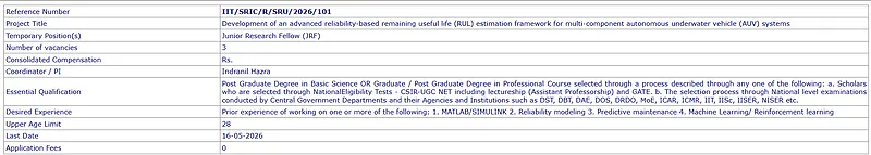 Indian Institute of Technology Recruitment 2026   Junior Research Fellow (JRF) 