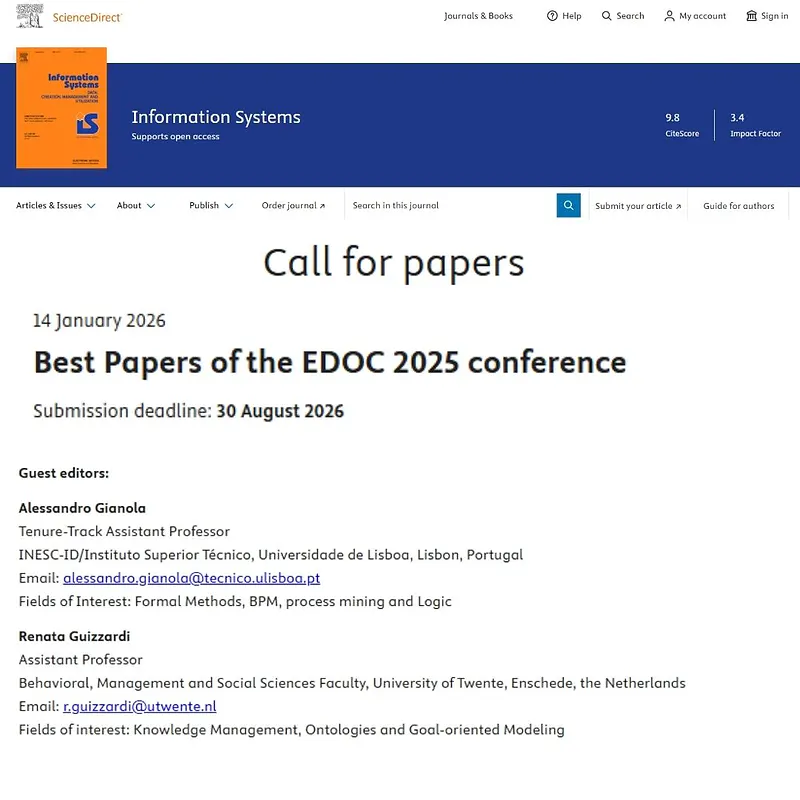 Best Papers of the EDOC 2025 Conference