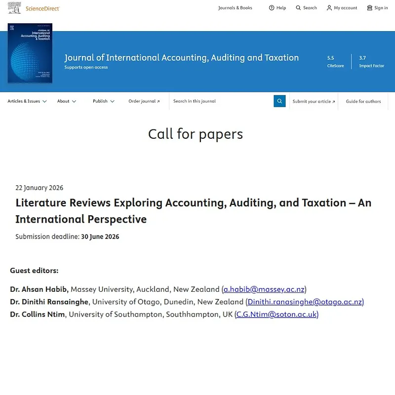 Literature Reviews Exploring Accounting, Auditing, and Taxation: An International Perspective