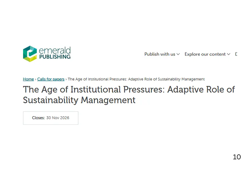The Age of Institutional Pressures: Adaptive Role of Sustainability Management