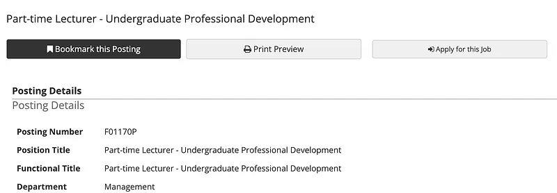 Part-time Lecturer – Undergraduate Professional Development – University of Texas at Dallas