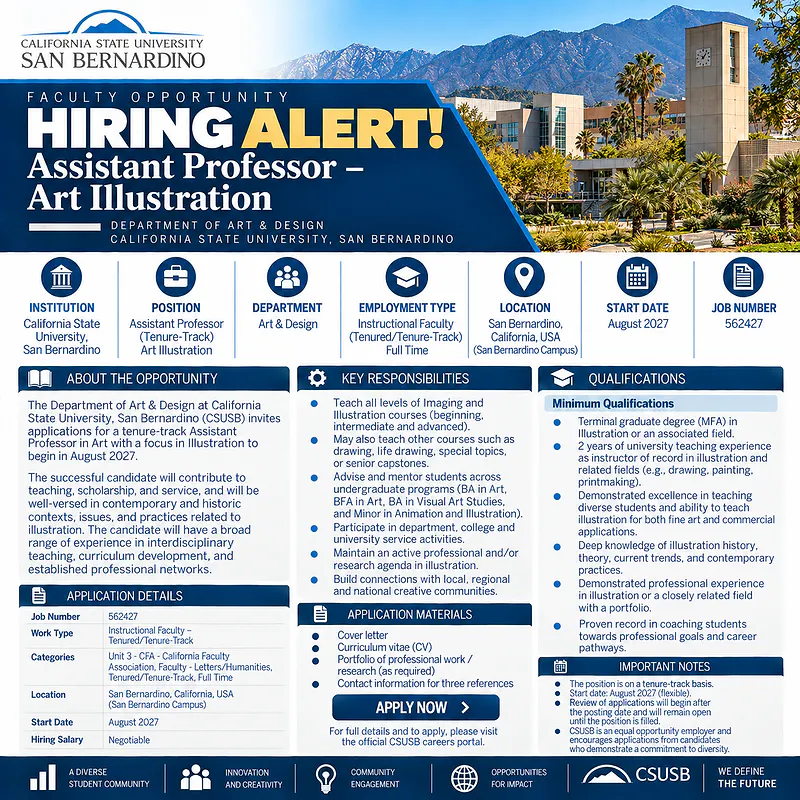 Faculty Opportunity: Assistant Professor of Art – Illustration – California State University, San Bernardino