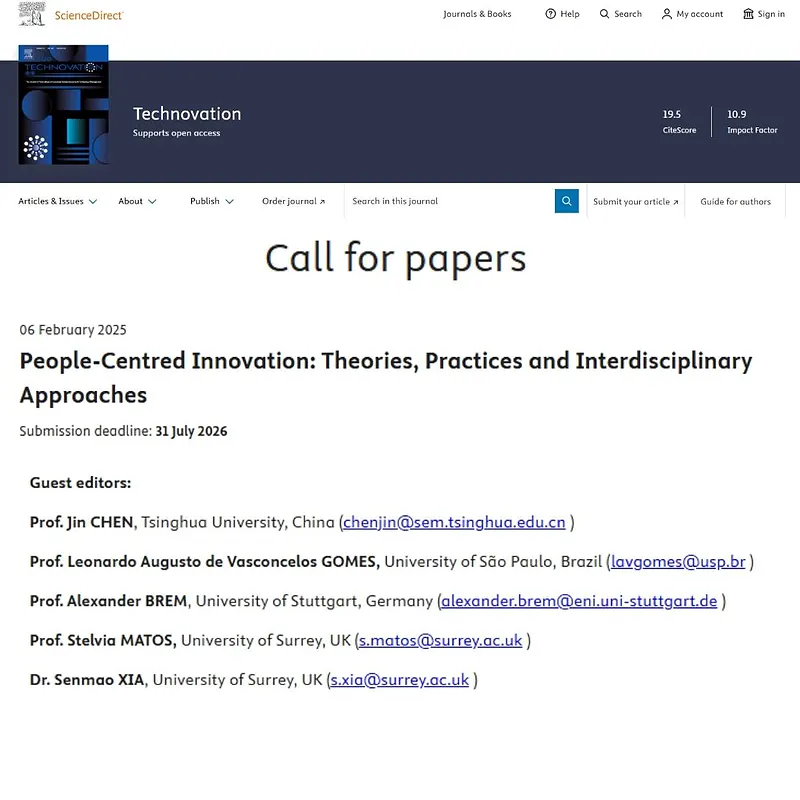 “People-Centred Innovation: Theories, Practices and Interdisciplinary Approaches”