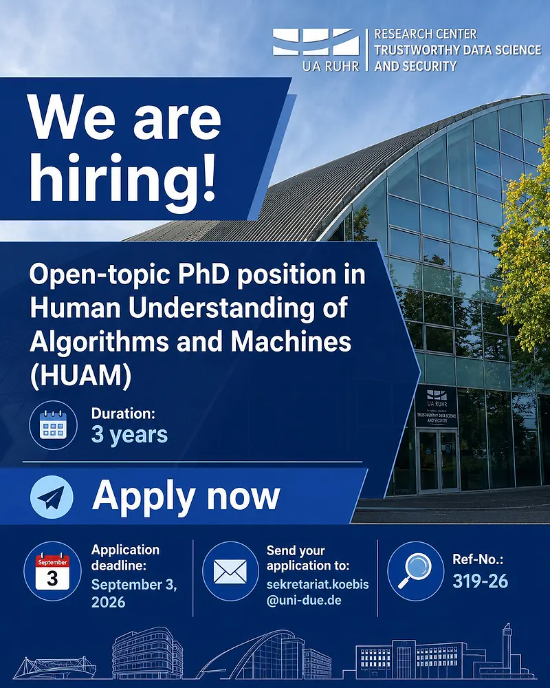 Open-Topic PhD Position in Human Understanding of Algorithms and Machines at UA Ruhr