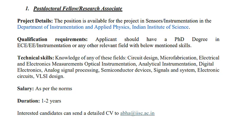 IISc Bangalore Recruitment 2026 - Postdoctoral Fellow / Research Associate Vacancy