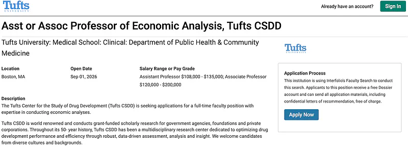 Assistant or Associate Professor of Economic Analysis – Tufts University