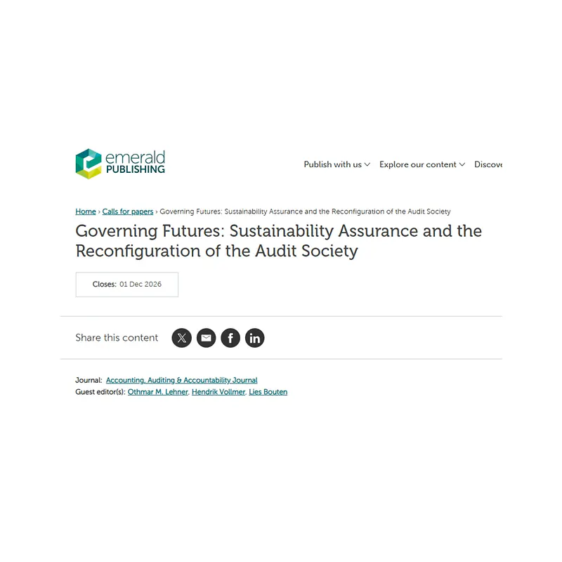 Governing Futures: Sustainability Assurance and the Reconfiguration of the Audit Society