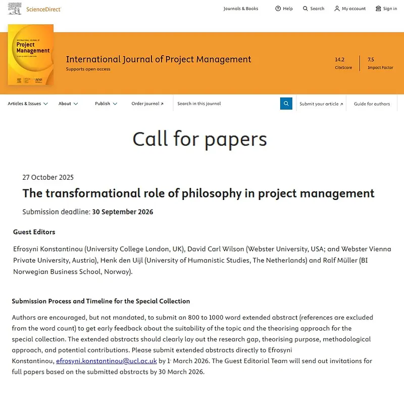  “The Transformational Role of Philosophy in Project Management”