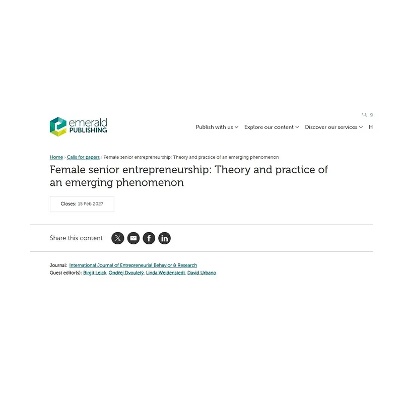  Female Senior Entrepreneurship: Theory and Practice of an Emerging Phenomenon