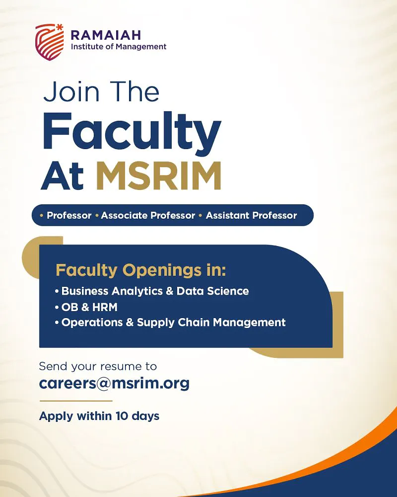 Faculty Recruitment 2026 at Ramaiah Institute of Management (MSRIM)