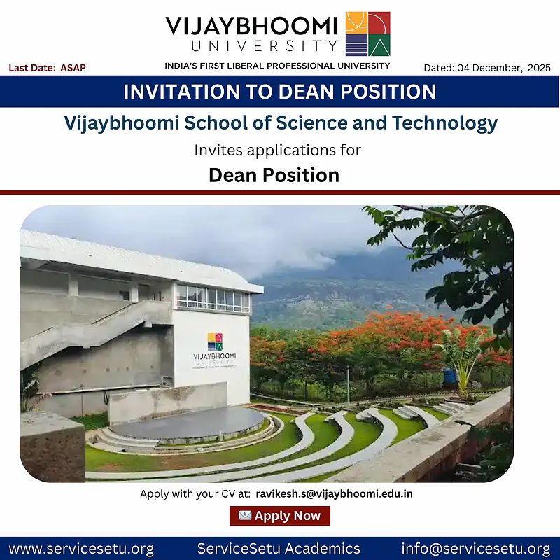 Apply for Dean Position– School of Science & Technology | Vijaybhoomi University