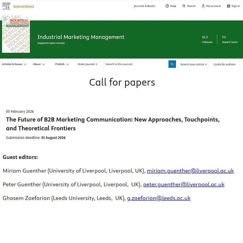 The Future of B2B Marketing Communication: New Approaches, Touchpoints, and Theoretical Frontiers