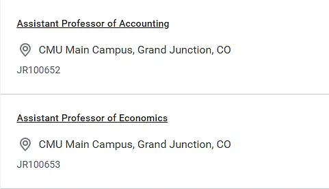 Assistant Professors of Economics & Accounting – Colorado Mesa University