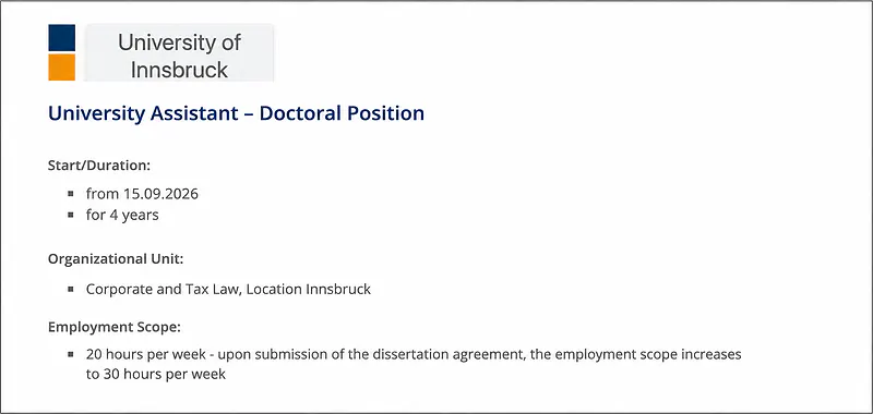 University Assistant - Doctoral Position