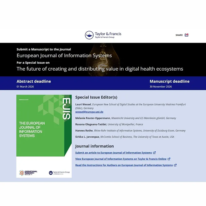 𝗧𝗵𝗲 𝗳𝘂𝘁𝘂𝗿𝗲 𝗼𝗳 𝗰𝗿𝗲𝗮𝘁𝗶𝗻𝗴 𝗮𝗻𝗱 𝗱𝗶𝘀𝘁𝗿𝗶𝗯𝘂𝘁𝗶𝗻𝗴 𝘃𝗮𝗹𝘂𝗲 𝗶𝗻 𝗱𝗶𝗴𝗶𝘁𝗮𝗹 𝗵𝗲𝗮𝗹𝘁𝗵 𝗲𝗰𝗼𝘀𝘆𝘀𝘁𝗲𝗺𝘀