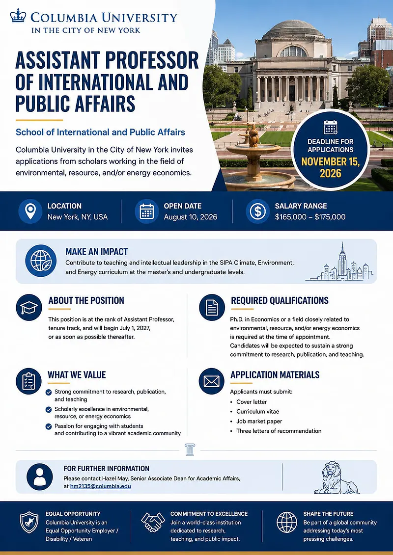 Assistant Professor of International and Public Affairs - Columbia University