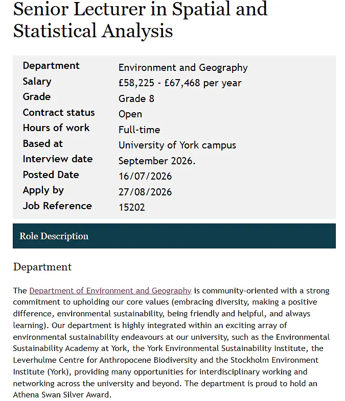 University of York Senior Lecturer Recruitment 2026