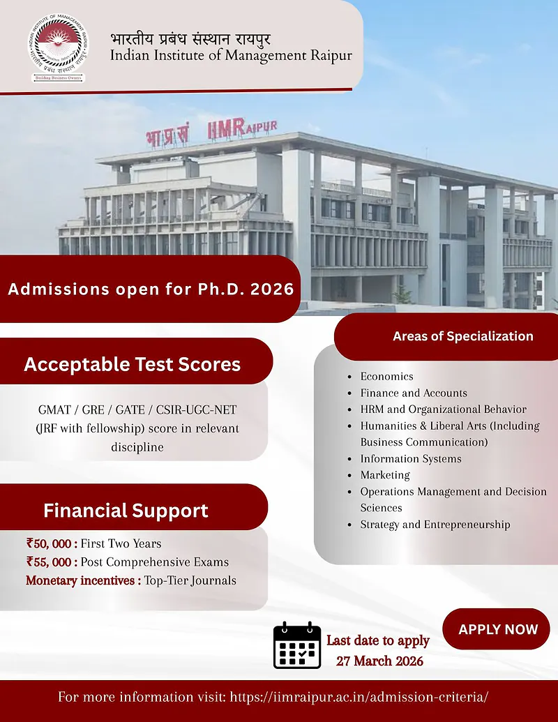 IIM Raipur PhD Admissions 2026