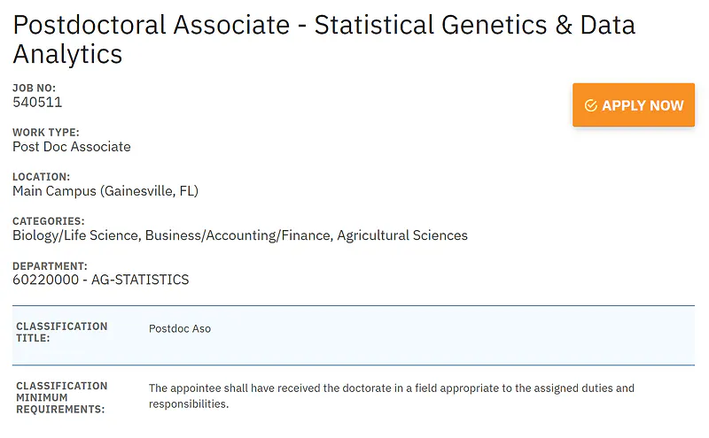 University of Florida Postdoctoral Associate Recruitment