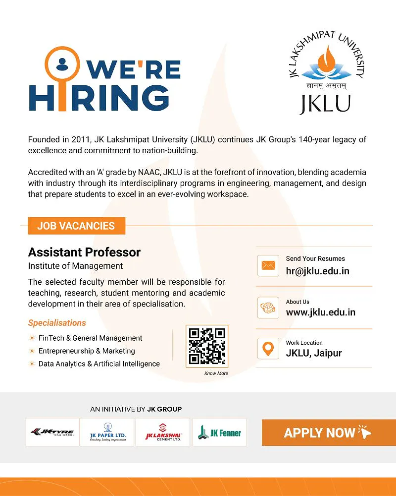 Assistant Professor Recruitment 2026 at JK Lakshmipat University – Institute of Management