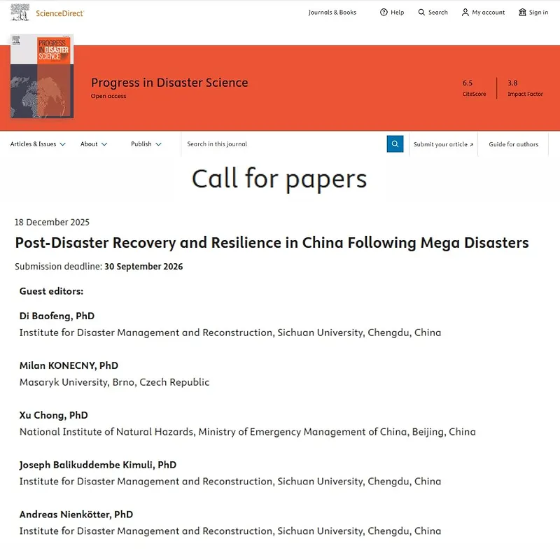 Post-Disaster Recovery and Resilience in China Following Mega Disasters