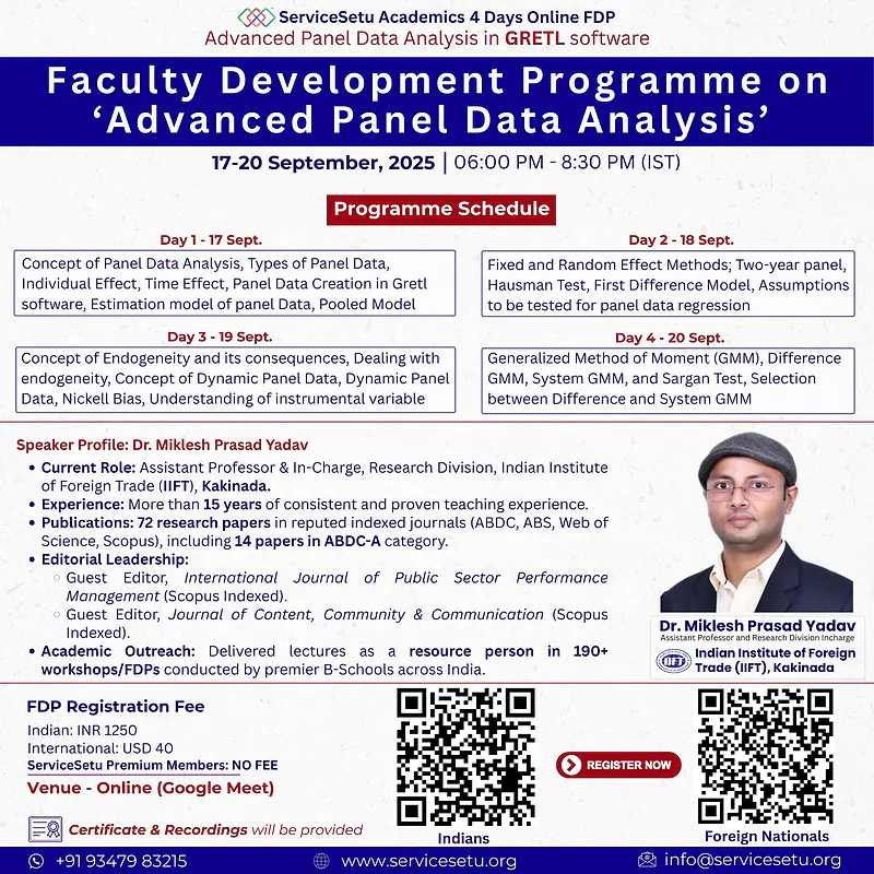 Faculty Development Programme on ‘Advanced Panel Data Analysis’ | Dr. Miklesh Yadav | IIFT Kakinada