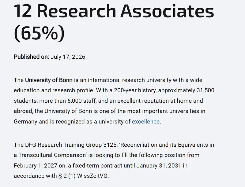 University of Bonn Recruitment 2026: 12 Research Associate Positions