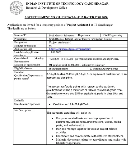 IIT Gandhinagar Recruitment 2026