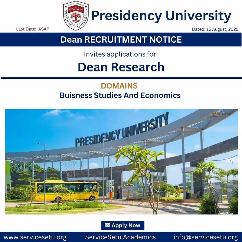 Dean Research at Presidency University