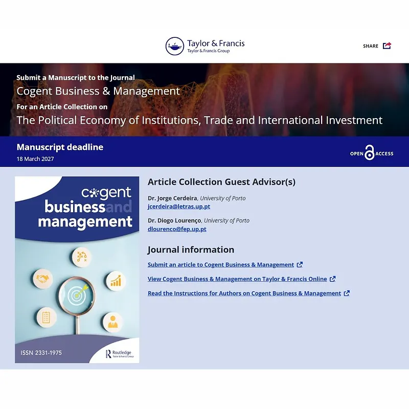 𝗧𝗵𝗲 𝗣𝗼𝗹𝗶𝘁𝗶𝗰𝗮𝗹 𝗘𝗰𝗼𝗻𝗼𝗺𝘆 𝗼𝗳 𝗜𝗻𝘀𝘁𝗶𝘁𝘂𝘁𝗶𝗼𝗻𝘀, 𝗧𝗿𝗮𝗱𝗲 𝗮𝗻𝗱 𝗜𝗻𝘁𝗲𝗿𝗻𝗮𝘁𝗶𝗼𝗻𝗮𝗹 𝗜𝗻𝘃𝗲𝘀𝘁𝗺𝗲𝗻𝘁