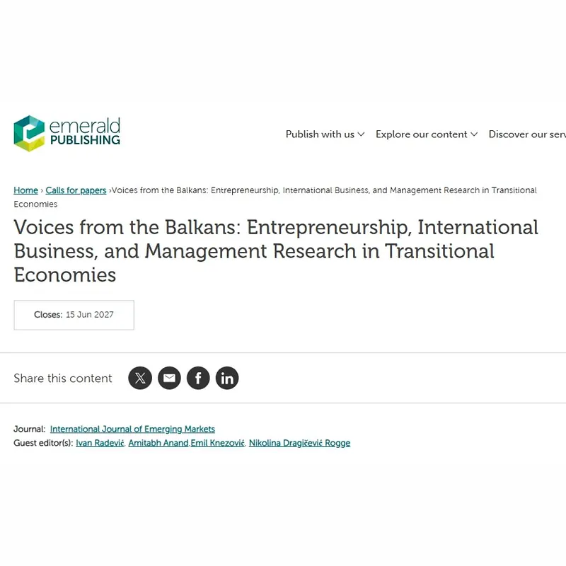 Voices from the Balkans: Entrepreneurship, International Business, and Management Research in Transitional Economies